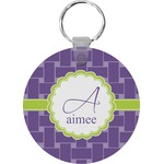 Waffle Weave Round Plastic Keychain (Personalized)