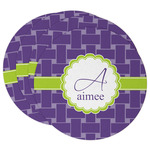 Waffle Weave Round Paper Coasters w/ Name and Initial