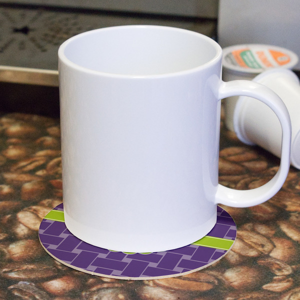 Waffle Weave Round Paper Coaster - With Mug