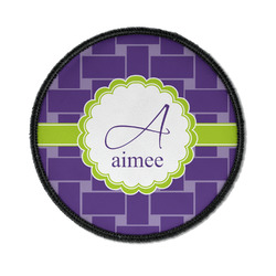 Waffle Weave Iron On Round Patch w/ Name and Initial