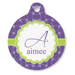 Waffle Weave Round Pet ID Tag - Large (Personalized)