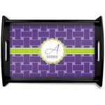 Waffle Weave Black Wooden Tray - Small (Personalized)