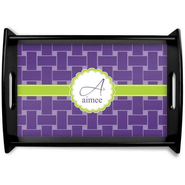 Custom Waffle Weave Black Wooden Tray - Small (Personalized)