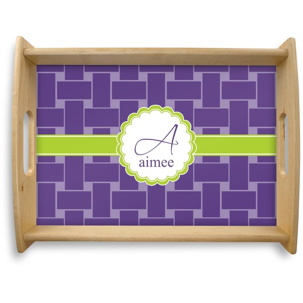 Custom Waffle Weave Natural Wooden Tray - Large (Personalized)