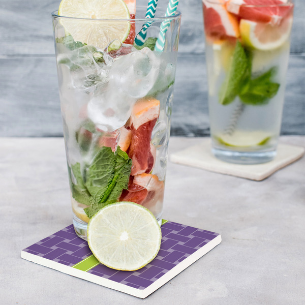 Waffle Weave Set of 4 Stone Coasters - In Context View