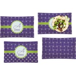Waffle Weave Set of 4 Glass Rectangular Lunch / Dinner Plate (Personalized)