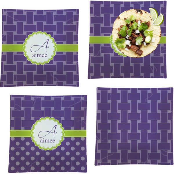 Waffle Weave Set of Square Dinner Plates