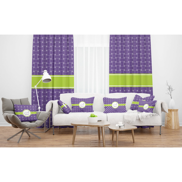 Waffle Weave Sheer and Custom Curtains in Room with Matching Pillows