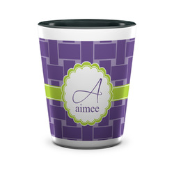 Waffle Weave Ceramic Shot Glass - 1.5 oz - Two Tone - Set of 4 (Personalized)