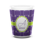 Waffle Weave Ceramic Shot Glass - 1.5 oz - White - Set of 4 (Personalized)