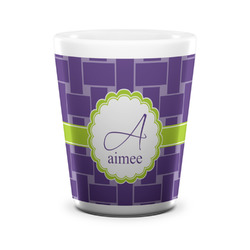 Waffle Weave Ceramic Shot Glass - 1.5 oz - White - Set of 4 (Personalized)