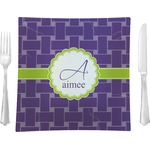 Waffle Weave 9.5" Glass Square Lunch / Dinner Plate- Single or Set of 4 (Personalized)