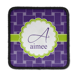 Waffle Weave Iron On Square Patch w/ Name and Initial