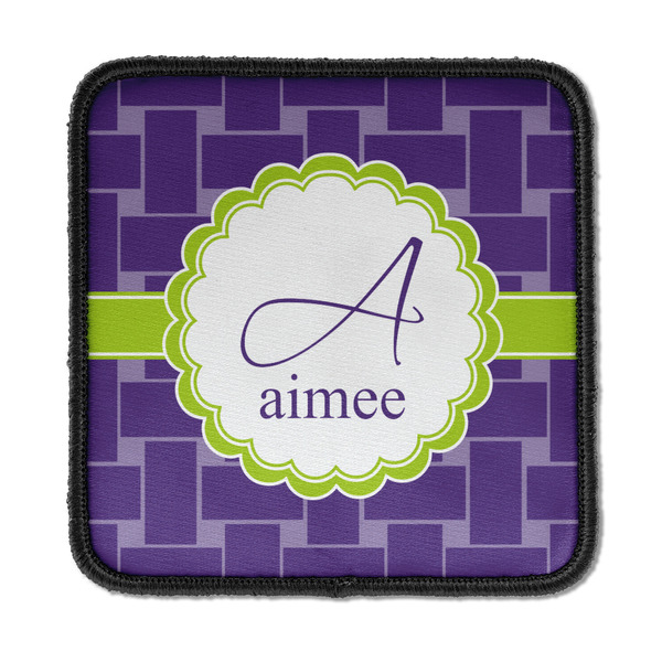 Custom Waffle Weave Iron On Square Patch w/ Name and Initial