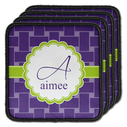 Waffle Weave Iron On Square Patches - Set of 4 w/ Name and Initial
