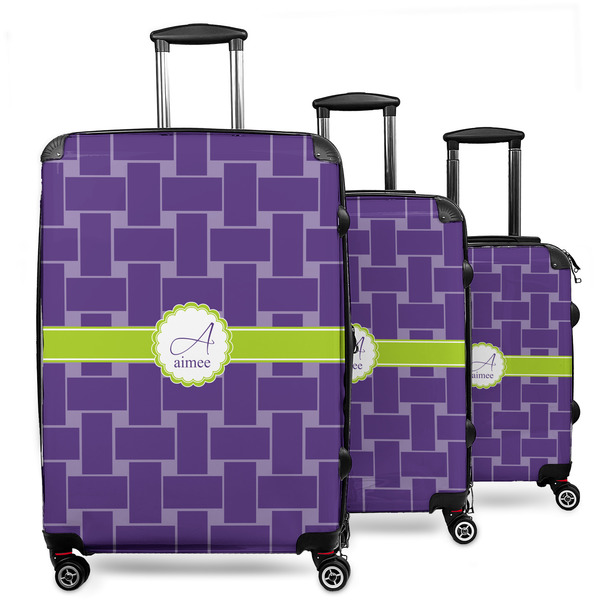 Custom Waffle Weave 3 Piece Luggage Set - 20" Carry On, 24" Medium Checked, 28" Large Checked (Personalized)