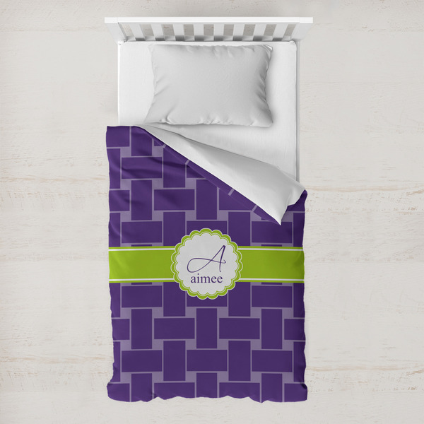 Custom Waffle Weave Toddler Duvet Cover w/ Name and Initial