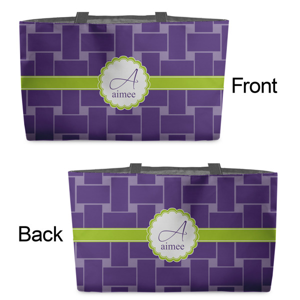 Waffle Weave Tote w/Black Handles - Front & Back Views