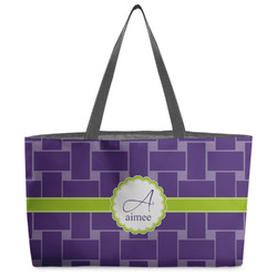 Waffle Weave Beach Totes Bag - w/ Black Handles (Personalized)