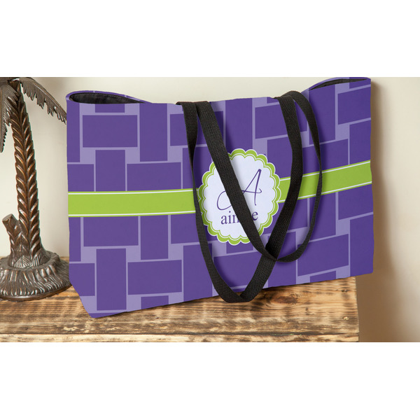 Waffle Weave Tote w/Black Handles - Lifestyle View