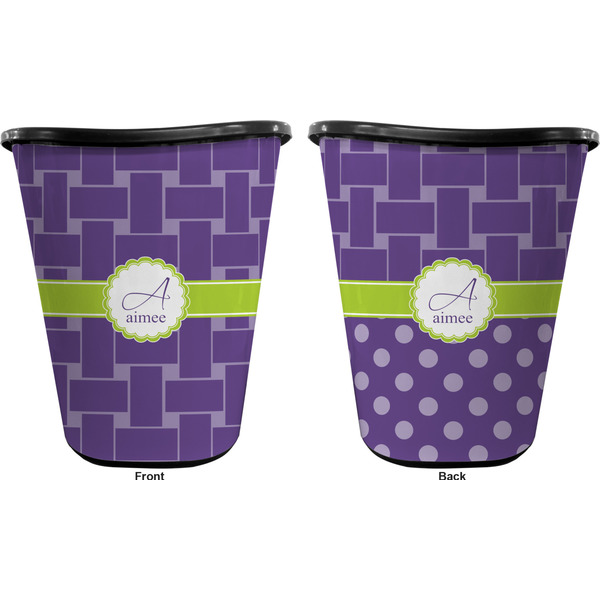 Waffle Weave Trash Can Black - Front and Back - Apvl
