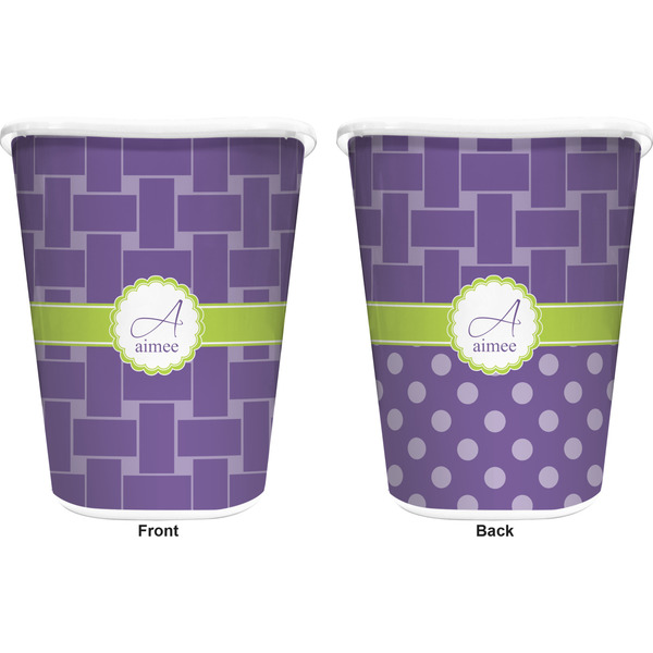 Waffle Weave Trash Can White - Front and Back - Apvl