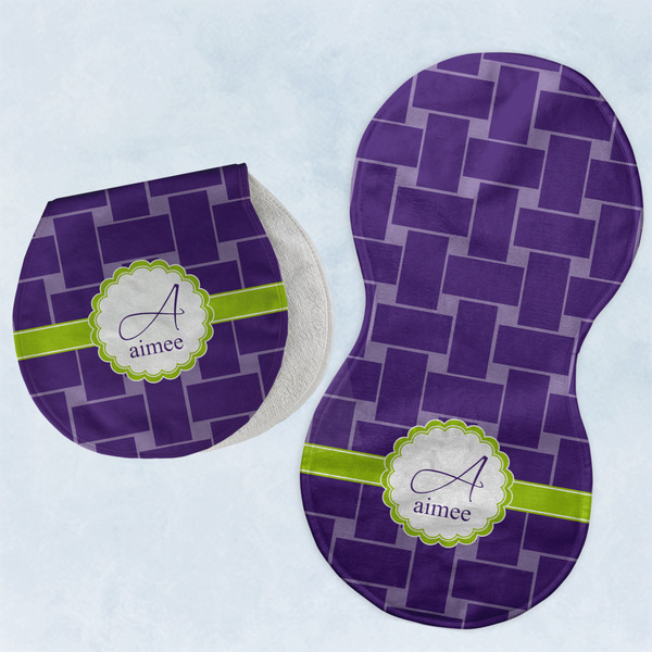 Custom Waffle Weave Burp Pads - Velour - Set of 2 w/ Name and Initial