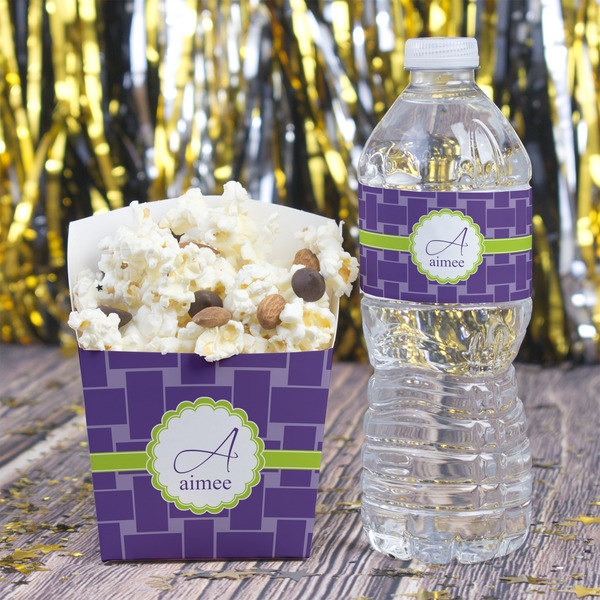 Waffle Weave Water Bottle Label - w/ Favor Box