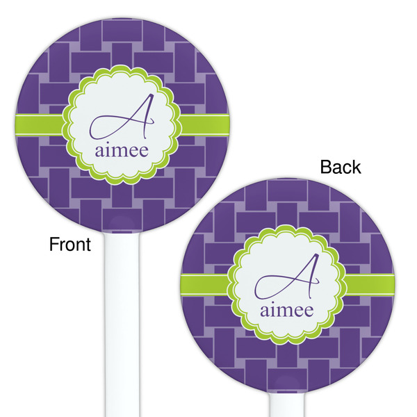 Waffle Weave White Plastic 5.5" Stir Stick - Double Sided - Round - Front & Back