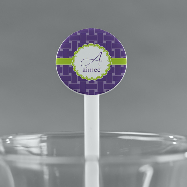 Waffle Weave White Plastic 7" Stir Stick - Round - Main