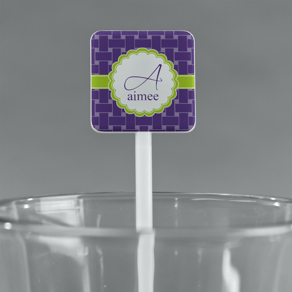 Waffle Weave White Plastic Stir Stick - Square - Main