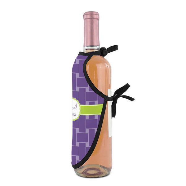 Waffle Weave Wine Bottle Apron - DETAIL WITH CLIP ON NECK