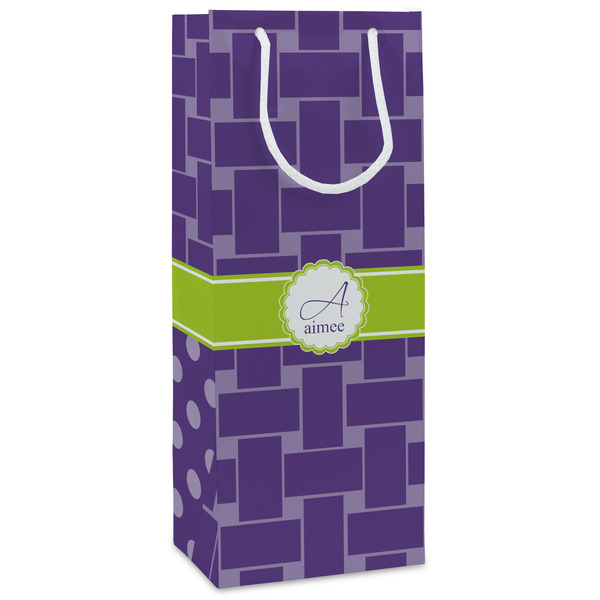 Custom Waffle Weave Wine Gift Bags - Gloss (Personalized)