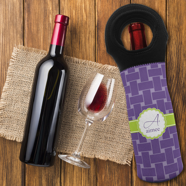 Waffle Weave Wine Tote Bag - FLATLAY