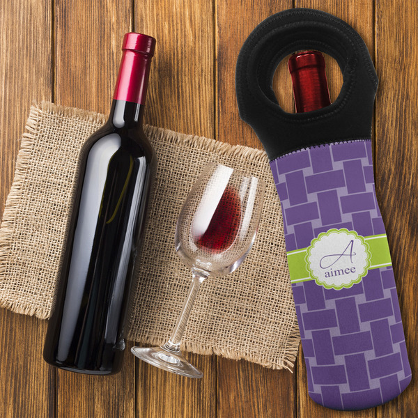 Waffle Weave Wine Tote Bag - FLATLAY