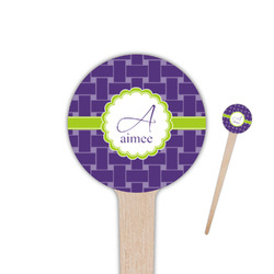 Waffle Weave 4" Round Wooden Food Picks - Double Sided (Personalized)