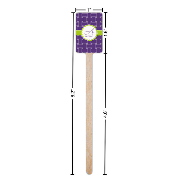 Waffle Weave Wooden 6.25" Stir Stick - Rectangular - Dimensions