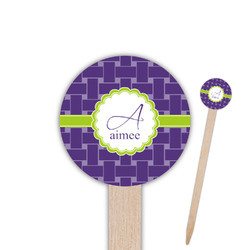Waffle Weave 6" Round Wooden Food Picks - Double Sided (Personalized)