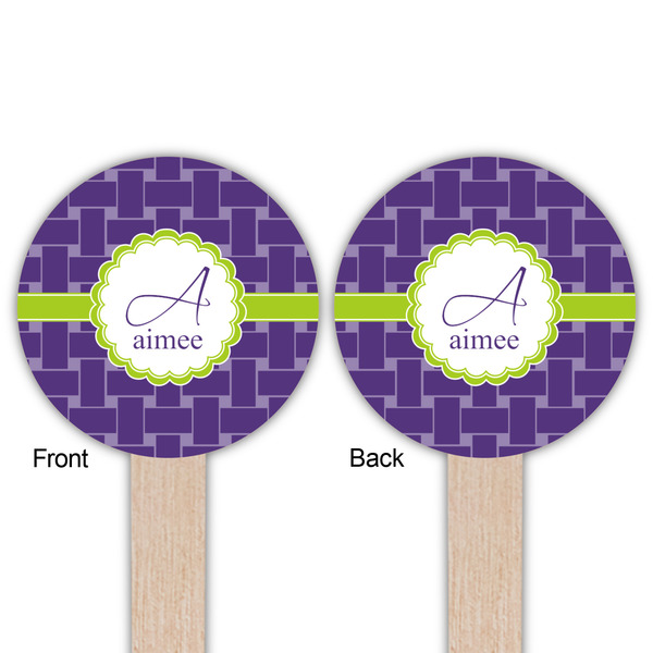 Waffle Weave Wooden 6" Food Pick - Round - Double Sided - Front & Back