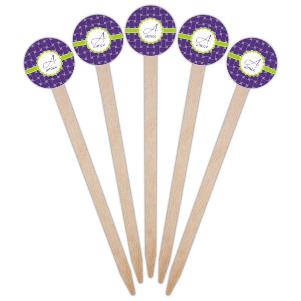 Waffle Weave Wooden 6" Food Pick - Round - Fan View