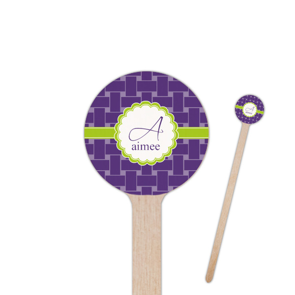 Custom Waffle Weave 7.5" Round Wooden Stir Sticks - Single Sided (Personalized)