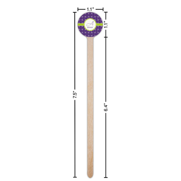 Waffle Weave Wooden 7.5" Stir Stick - Round - Dimensions