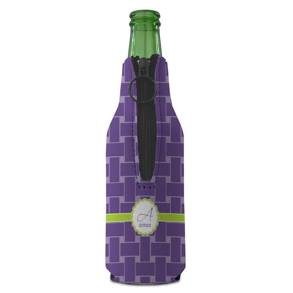 Waffle Weave Zipper Bottle Cooler - BACK (bottle)