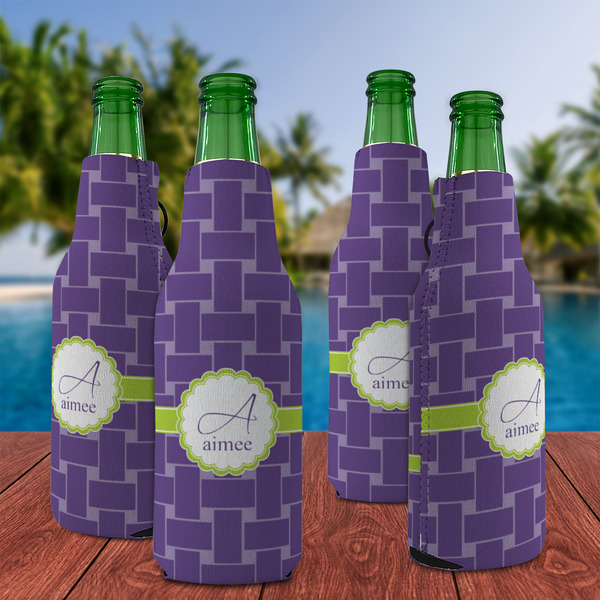 Waffle Weave Zipper Bottle Cooler - Set of 4 - LIFESTYLE