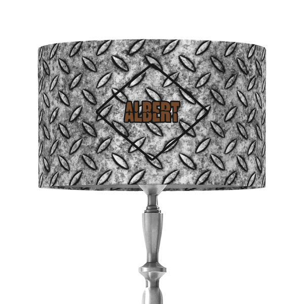 Diamond Plate 12" Drum Lampshade - ON STAND (Fabric)