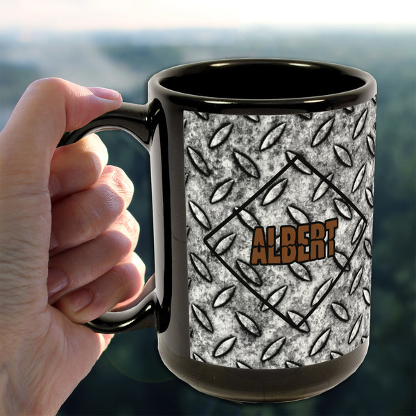 Diamond Plate 15oz. Black Mug - LIFESTYLE