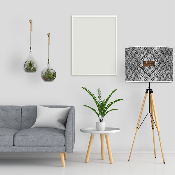 Diamond Plate 16" Drum Lampshade - LIFESTYLE