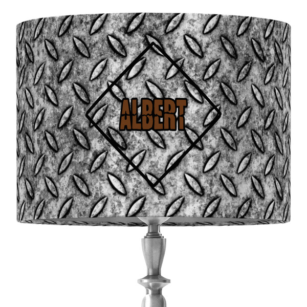 Custom Diamond Plate 16" Drum Lamp Shade - Fabric (Personalized)