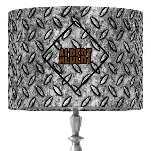 Custom Diamond Plate 16" Drum Lamp Shade - Fabric (Personalized)