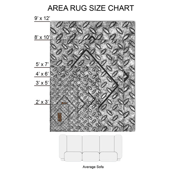 Diamond Plate 2'x3' Indoor Area Rugs - Size Chart